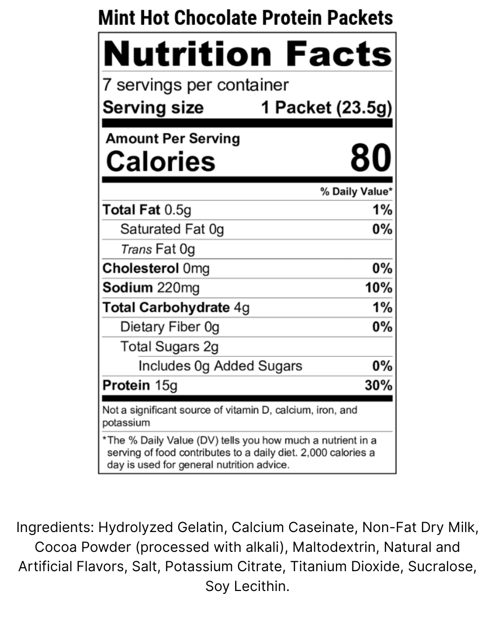 80 calories, 15g protein